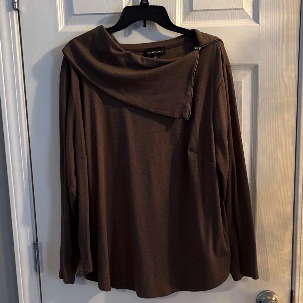 Brown Cowl Neck Sweater